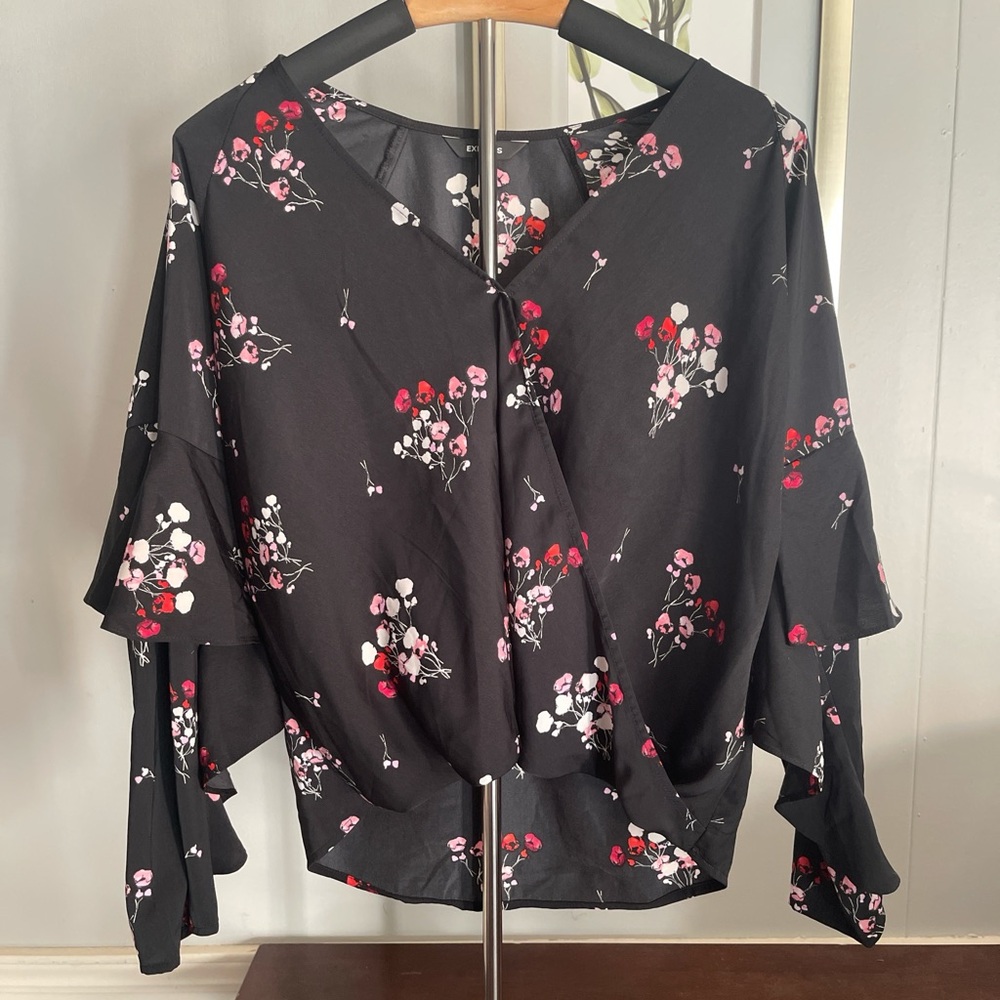 Express Black Floral Blouse